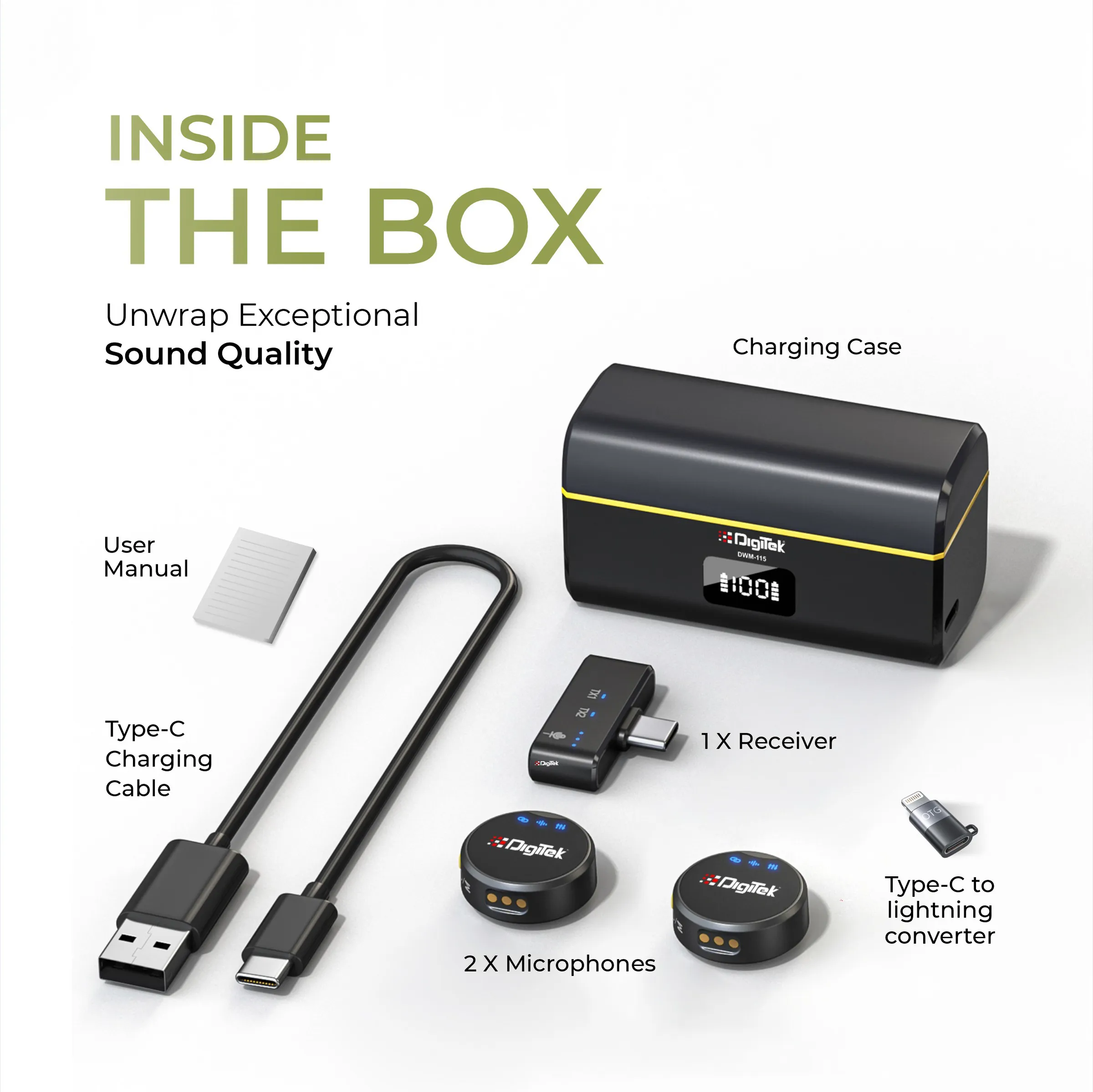 DigiTek Wireless Microphone Type-C | iOS With 2 Mic (DWM-115) view 3